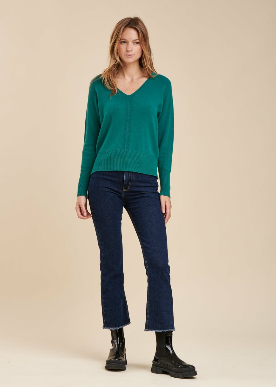 Pret-A-Porter LA FEE maraboutee | Pull En Maille Fine Vert Malachite