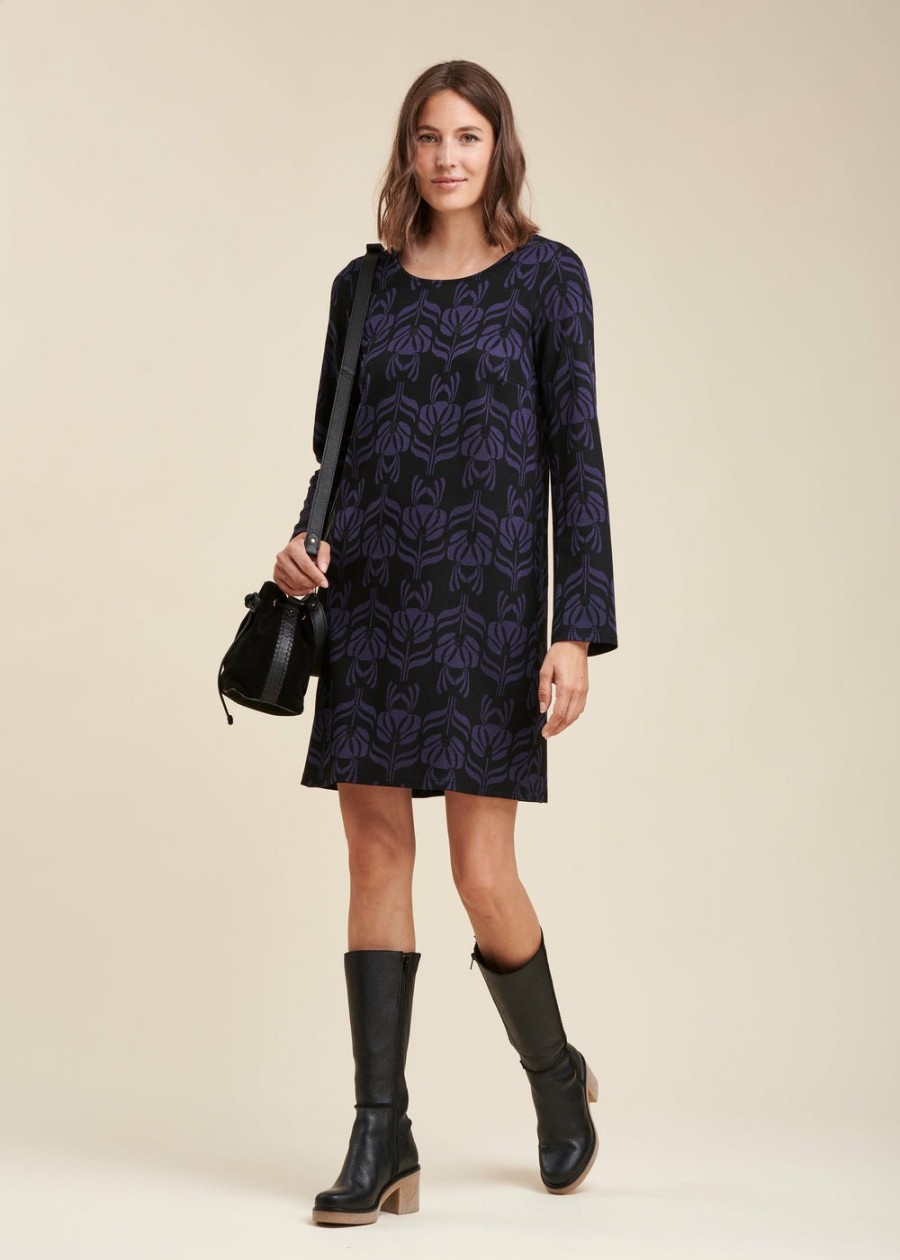 Pret-A-Porter LA FEE maraboutee | Robe Jersey Confortable Noir/Bleu