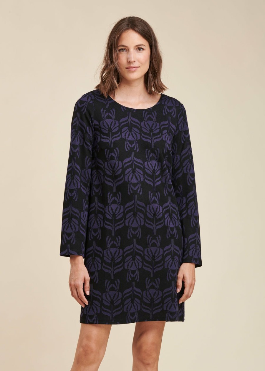 Pret-A-Porter LA FEE maraboutee | Robe Jersey Confortable Noir/Bleu