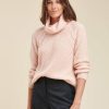 Pret-A-Porter LA FEE maraboutee | Pull Mousseux Col Boule Rose Arctique