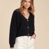 Pret-A-Porter LA FEE maraboutee | Gilet Court En Maille Cotes Perlees Marine