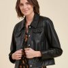 Pret-A-Porter LA FEE maraboutee | Blouson Court En Cuir D'Agneau Real Grade Noir