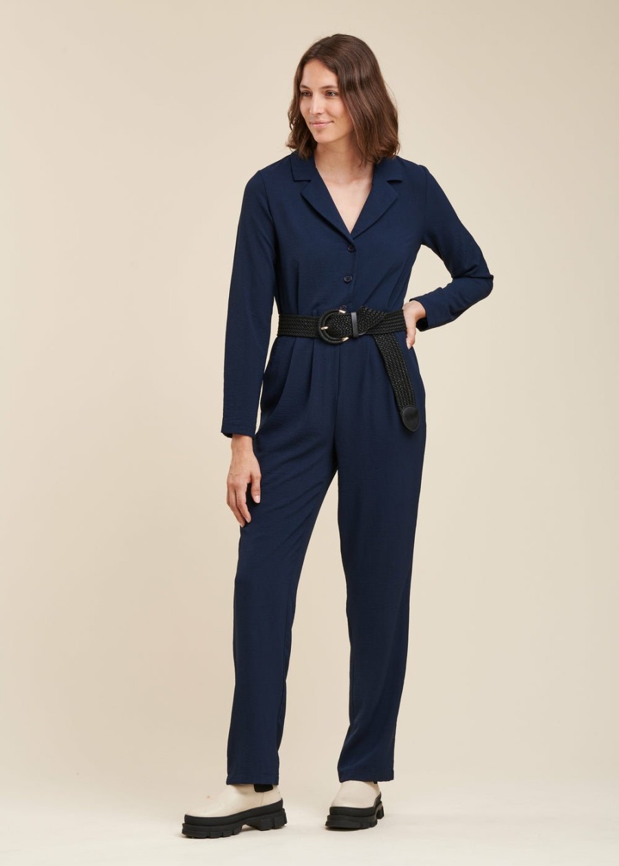 Pret-A-Porter LA FEE maraboutee | Combinaison Avec Col Tailleur Navy