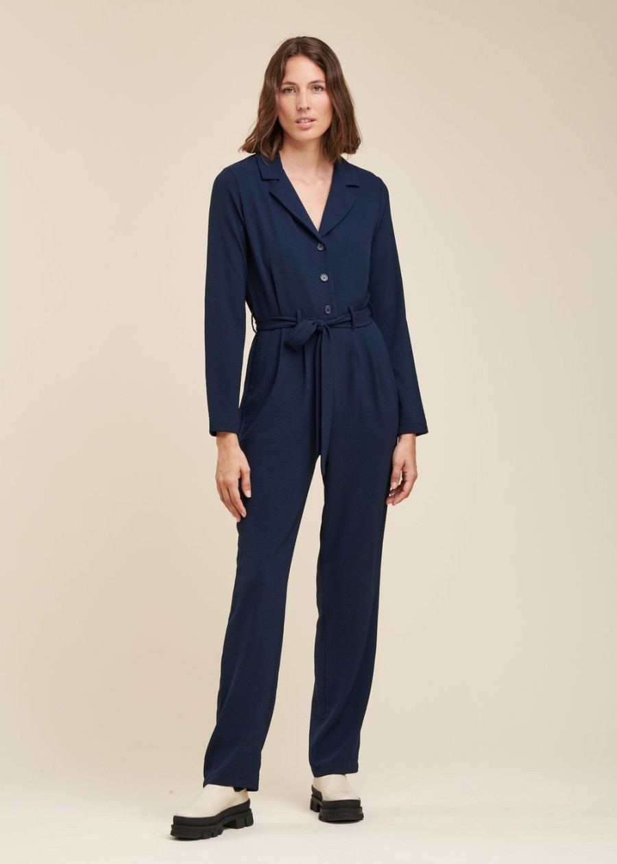 Pret-A-Porter LA FEE maraboutee | Combinaison Avec Col Tailleur Navy