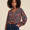 Pret-A-Porter LA FEE maraboutee | Top Coupe Droite A Imprime Floral En Viscose Ecovero Bleu/Mars