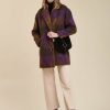 Pret-A-Porter LA FEE maraboutee | Manteau 3/4 A Carreaux Coupe Ample Violet