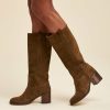 Accessoires LA FEE maraboutee | Bottes A Talons En Croute De Cuir Marron