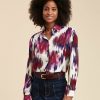 Pret-A-Porter LA FEE maraboutee | Chemiser Ample A Imprime Fleuri En Viscose Ecovero Ecru / Violet